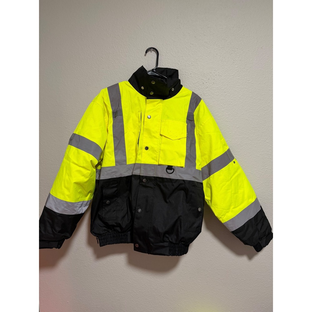 ML Kishigo Mens High Visibility Reflective Bomber Jacket Yellow Black Workwear